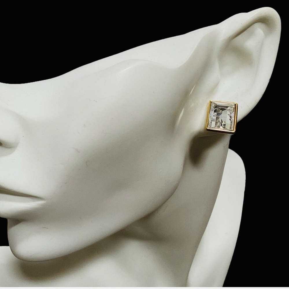 Napier Gold Tone Rectangular Stud Earrings - image 3